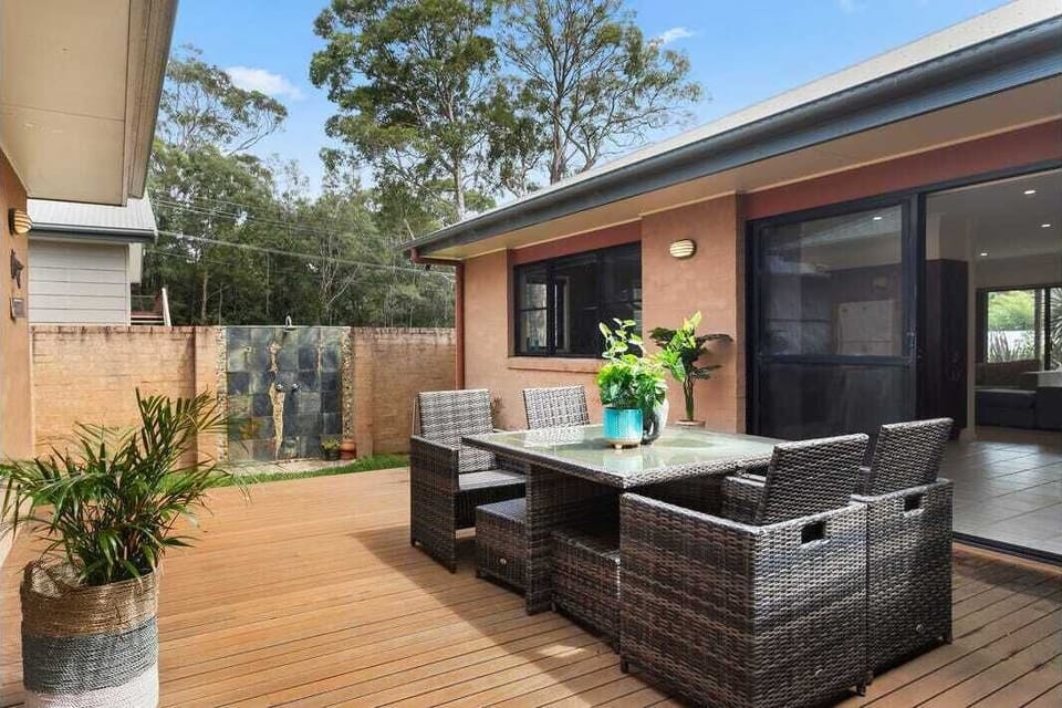 Courtyard and outdoor hot water shower