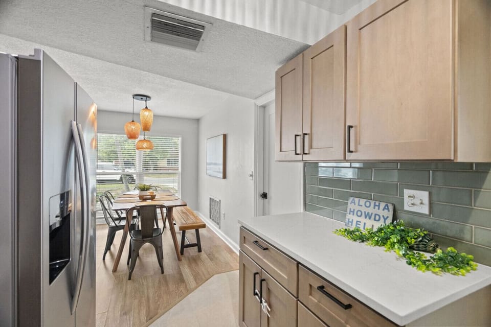 Dining Table View from Kitchen: Easy, open layout