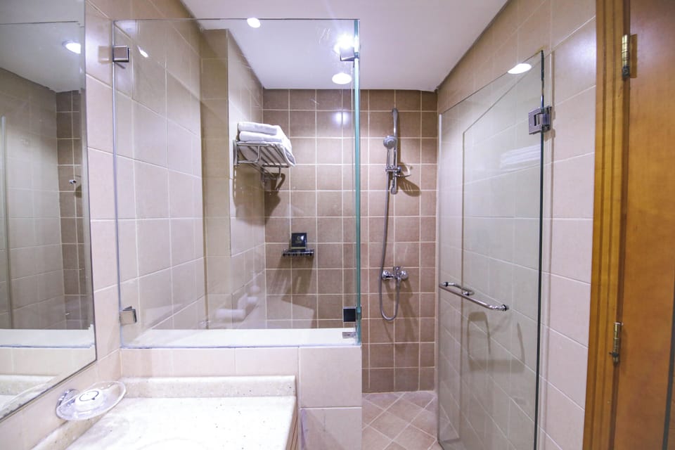 Hair dryer, slippers, bidet, towels