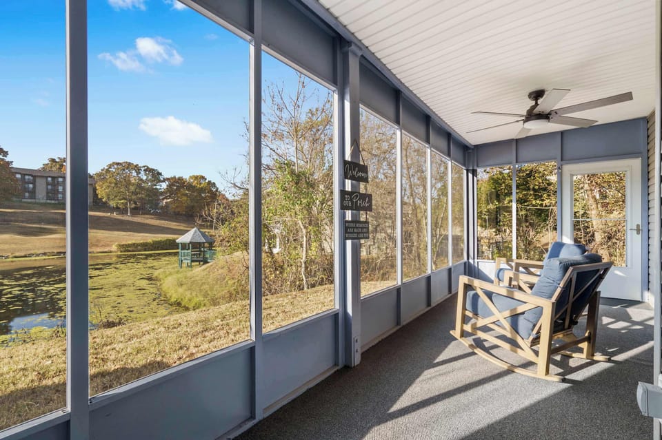 Lounge the day away with serene water views on the screened patio