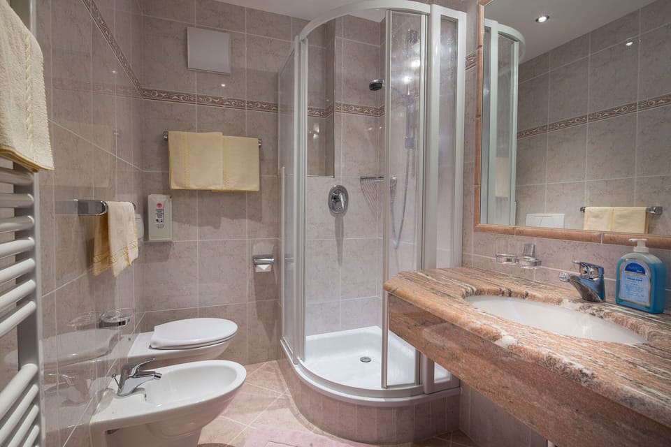 Standard Double Room | Bathroom | Shower, bidet, towels, soap
