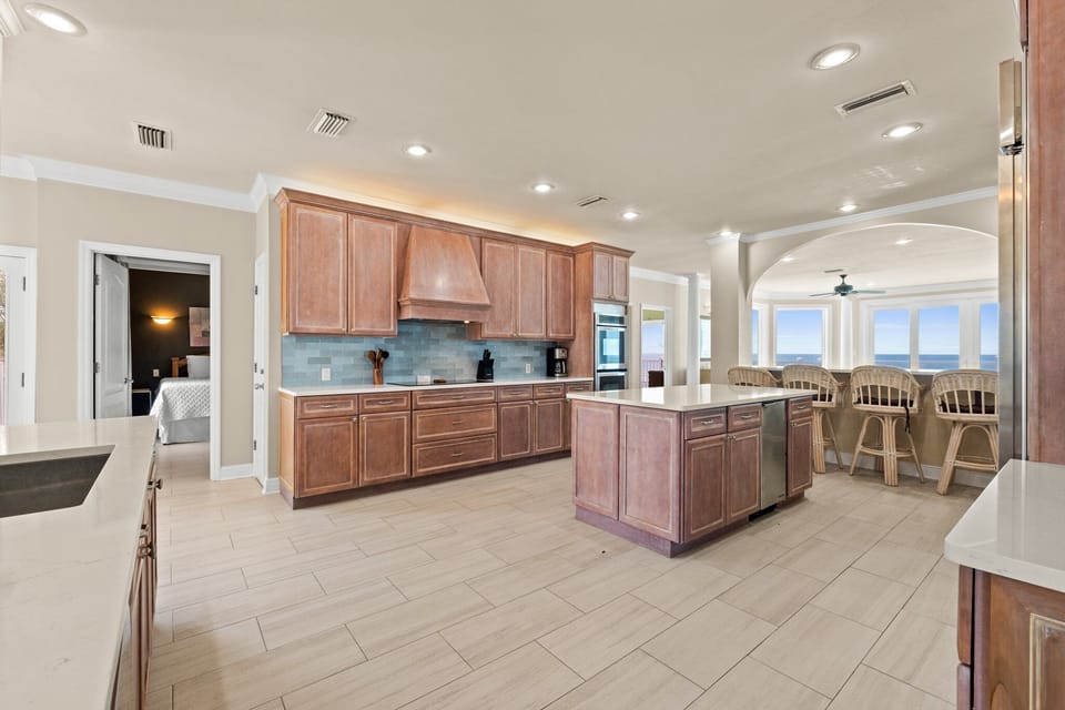 kitchen with island and ice maker