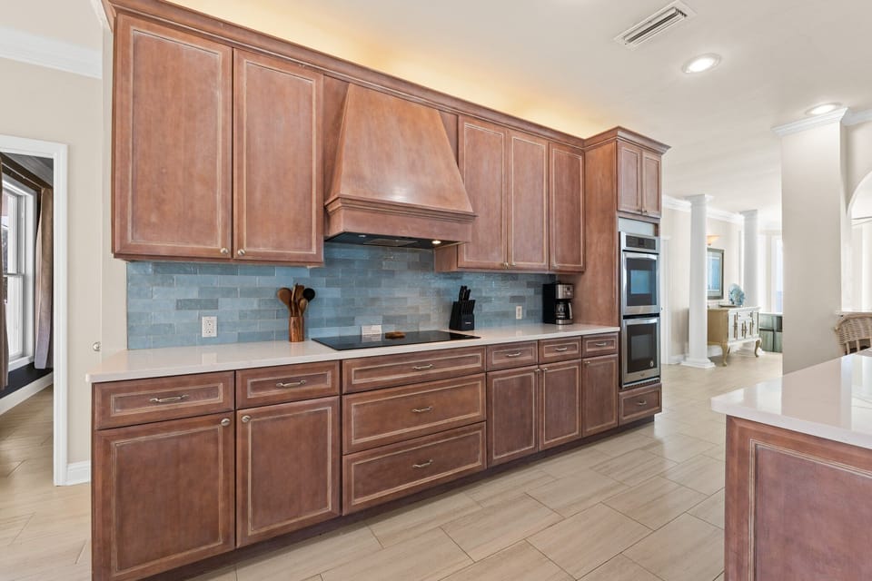 stove and double ovens