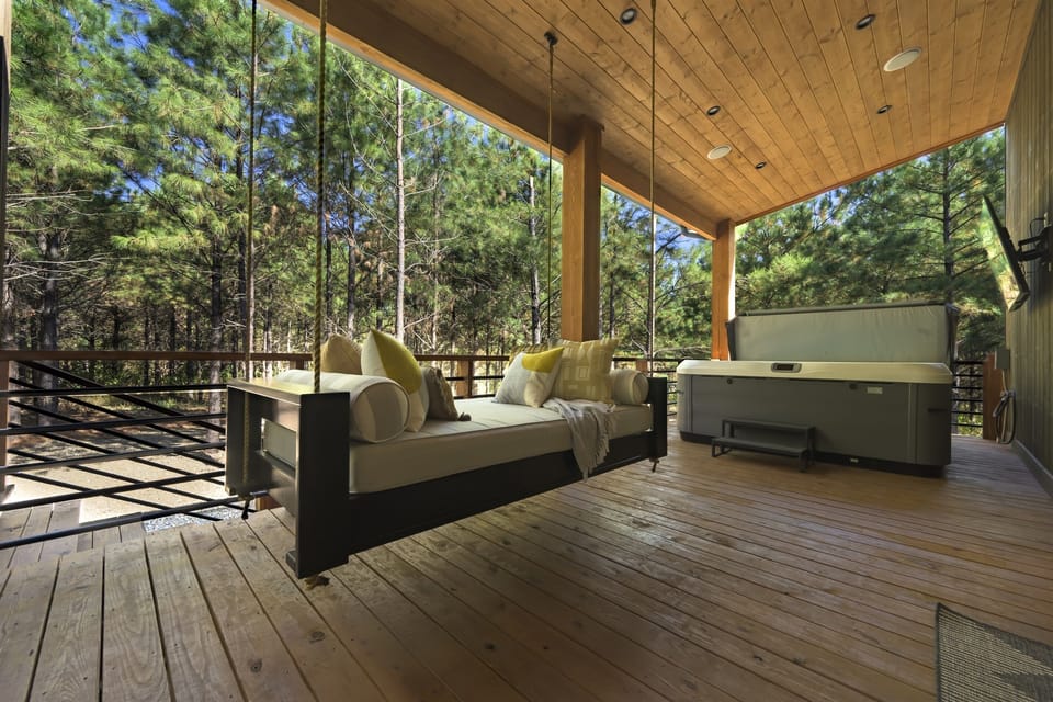 Grab a drink and relax on the swinging daybed