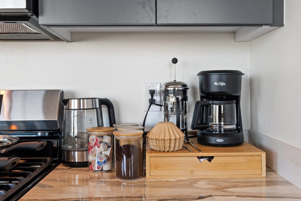 Start your morning with a coffee; your choice of drip coffee or french press...