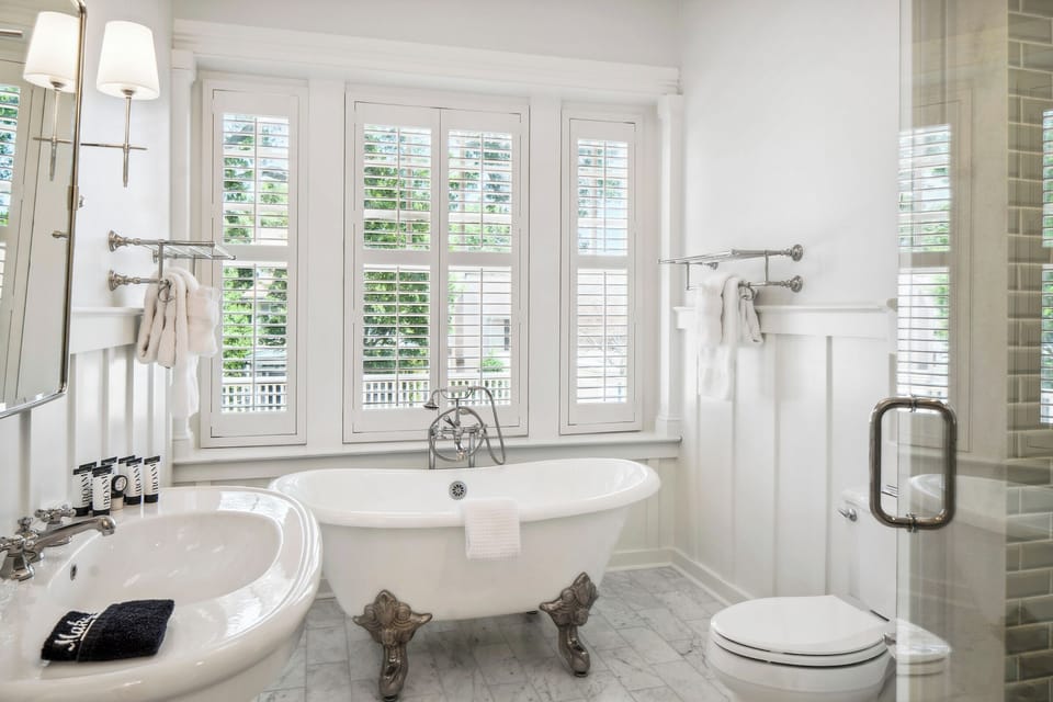 English Suite | Bathroom | Designer toiletries, hair dryer, bathrobes, towels