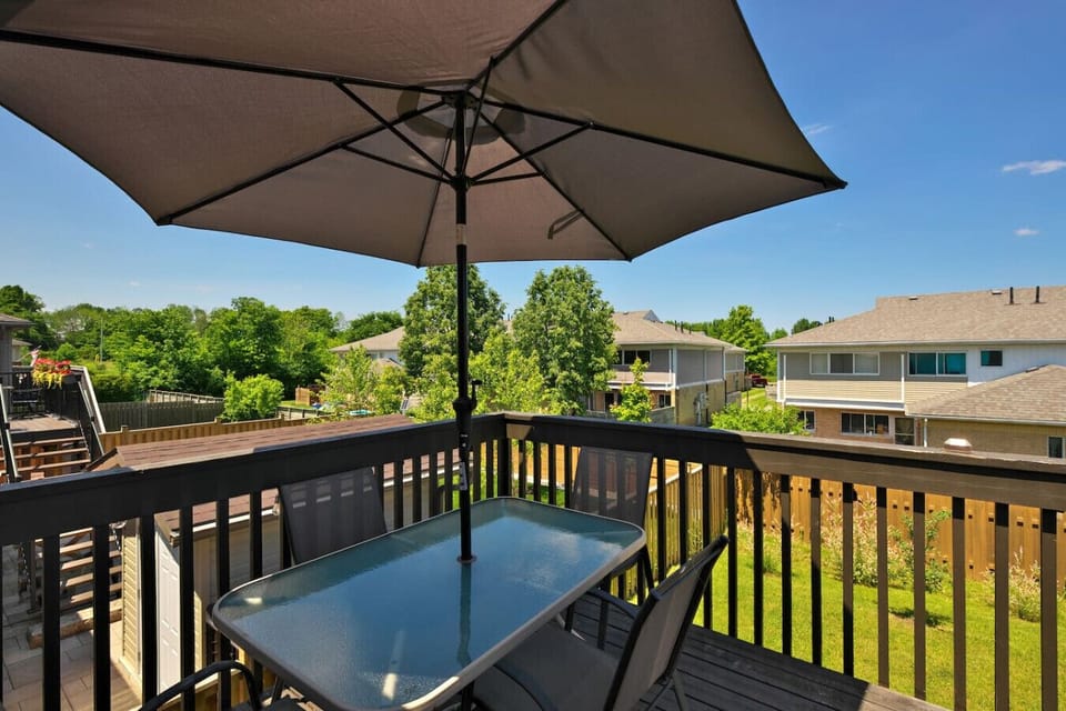 The upper deck offers a patio table for 4 with umbrella, natural gas BBQ access to fully enclosed backyard for your furry friends and entertaining.