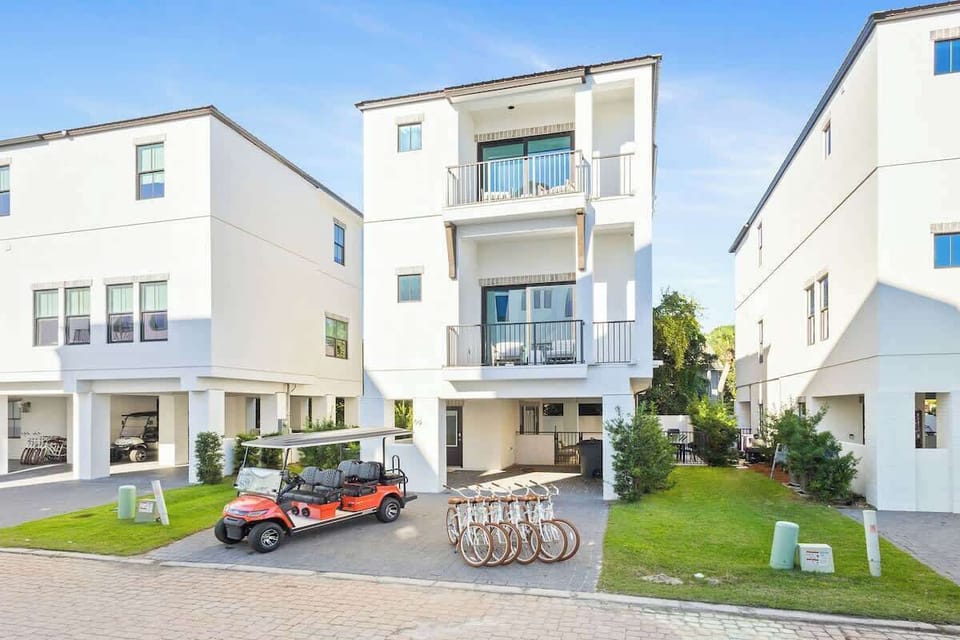 Home comes with a 6 seater golf cart and 6 adult bikes to explore all of 30A.