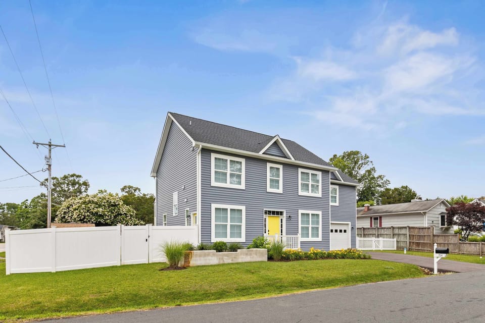 Stylish exterior with a spacious corner lot feel