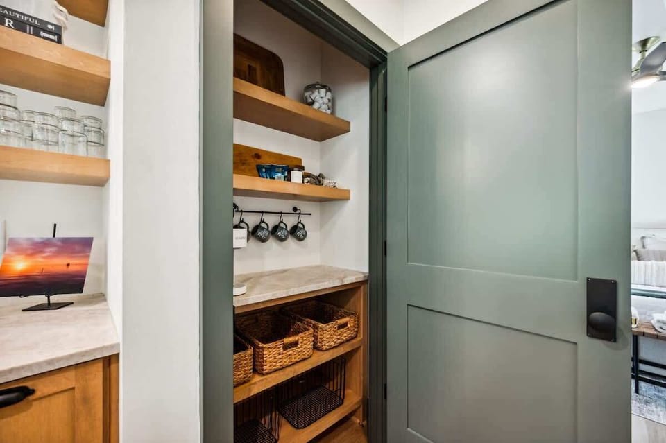 Guests can take advantage of a dedicated coffee bar, perfect for crafting morning brews to kickstart their Door County adventure.