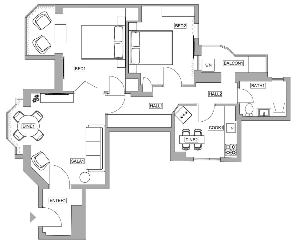Comfort Apartment, 2 Bedrooms, Balcony, City View | Floor plan
