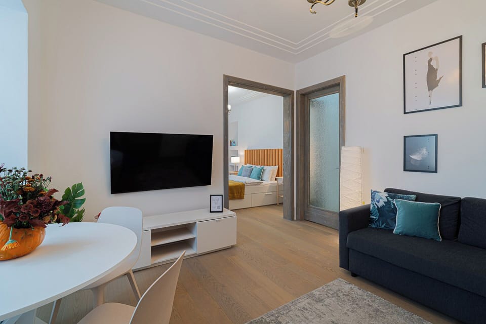 Comfort Apartment, 2 Bedrooms, Balcony, City View | Living area | 42-inch Smart TV with cable channels, Netflix, streaming services