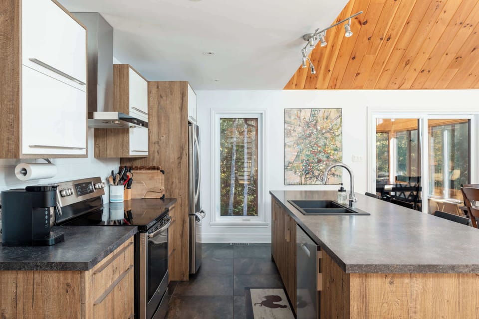 Everything you need for meal prep with natural light and outdoor access