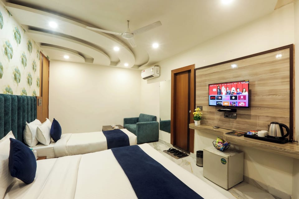 Premium bedding, memory foam beds, laptop workspace, soundproofing