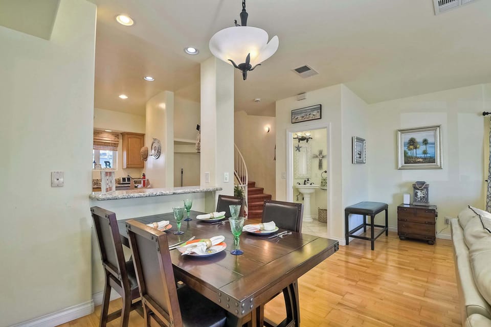 Gather for meals together at the dining table, seating 4