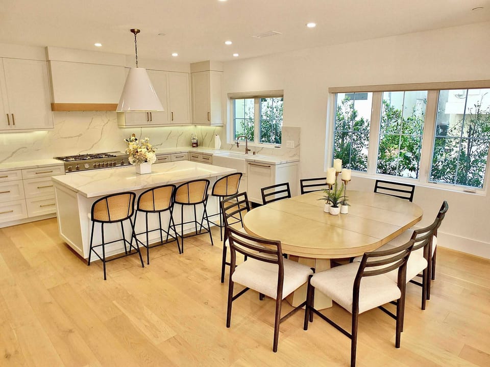 Gather for elegant meals together, enjoying total seating for 12