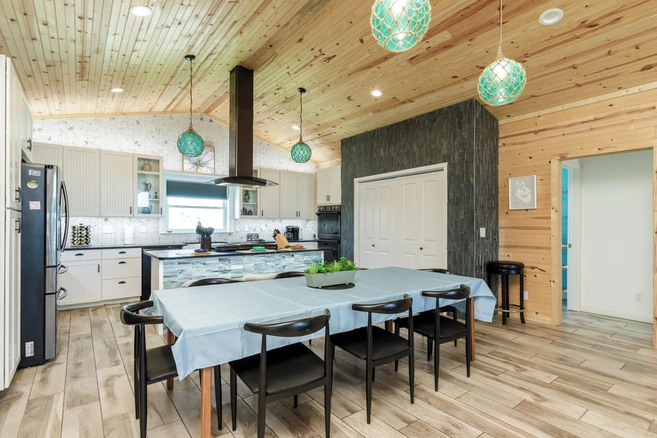 Dining table with seating for 8