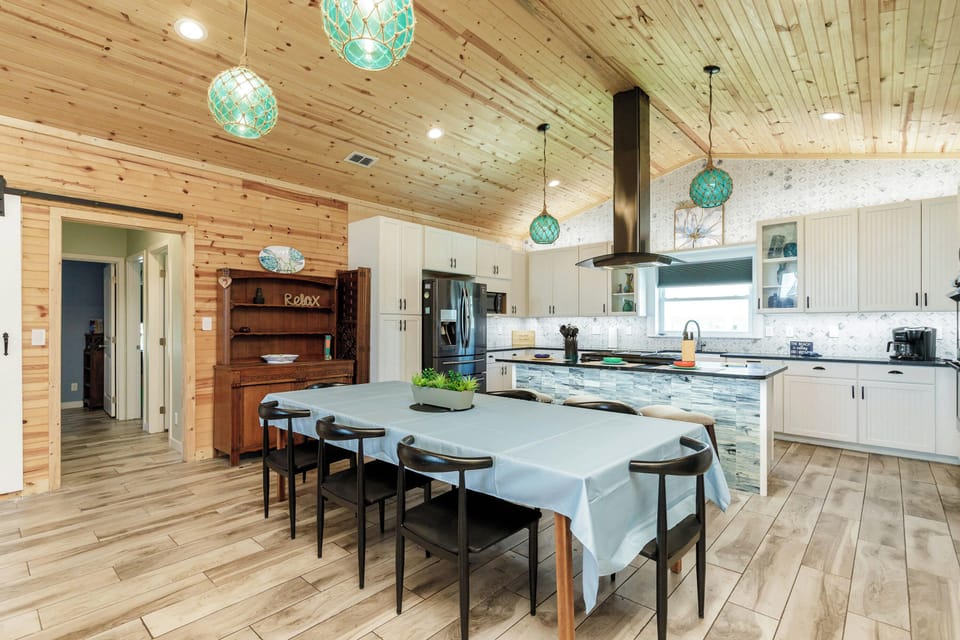 Dining table with seating for 8