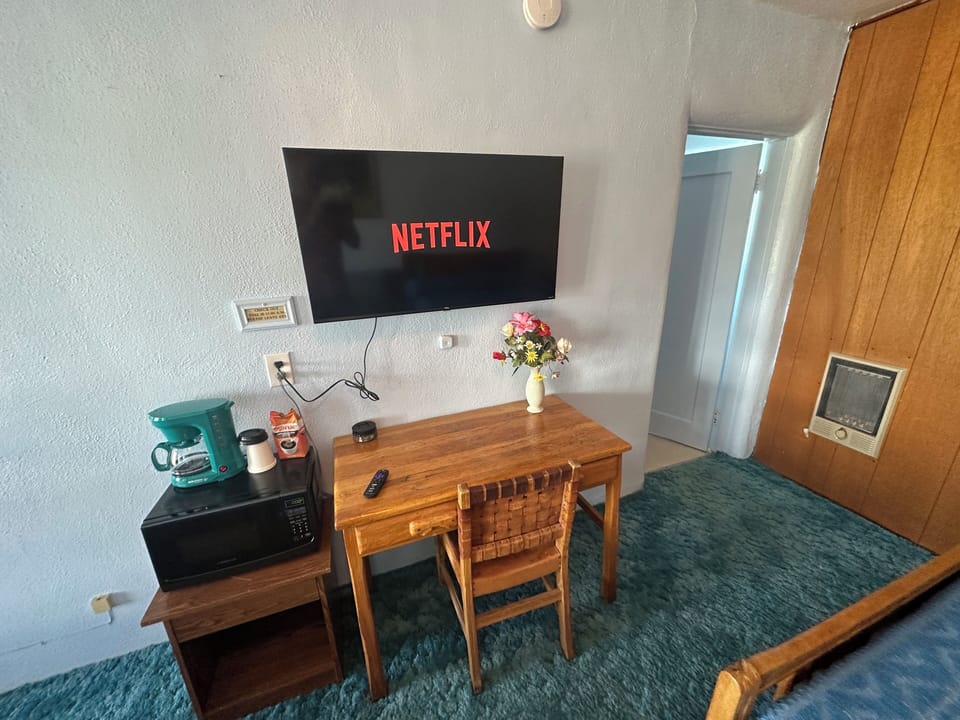 Desk, laptop workspace, blackout drapes, WiFi (free)