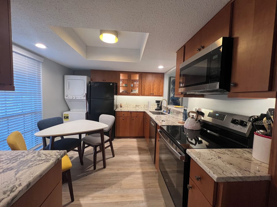 Renovated kitchen 1/2025. 
New stove, microwave, dishwasher, farmer’s sink.