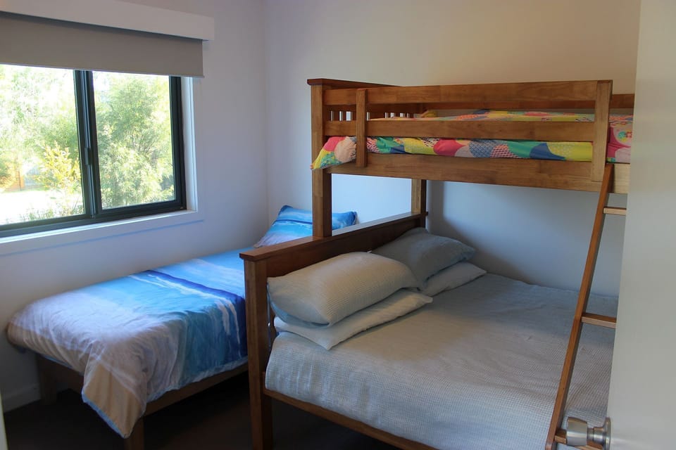 Bedroom 2 with single bed & bunk bed with double on bottom & single on top