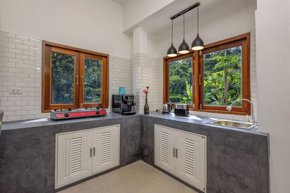 Design Villa, 2 Bedrooms, Terrace, Sea View | Private kitchen | Fridge, stovetop, espresso maker, coffee/tea maker