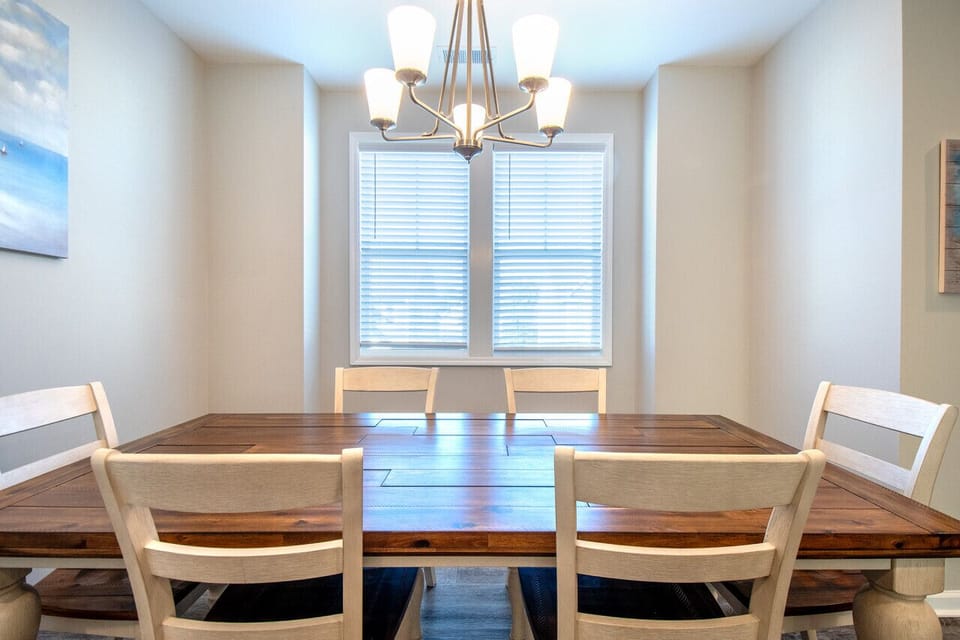 Dining table with seating for six, perfect for shared meals and gatherings