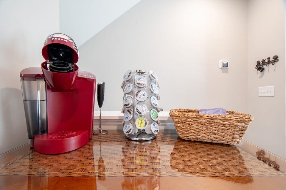 Start your day right with a dedicated coffee station and pod selection