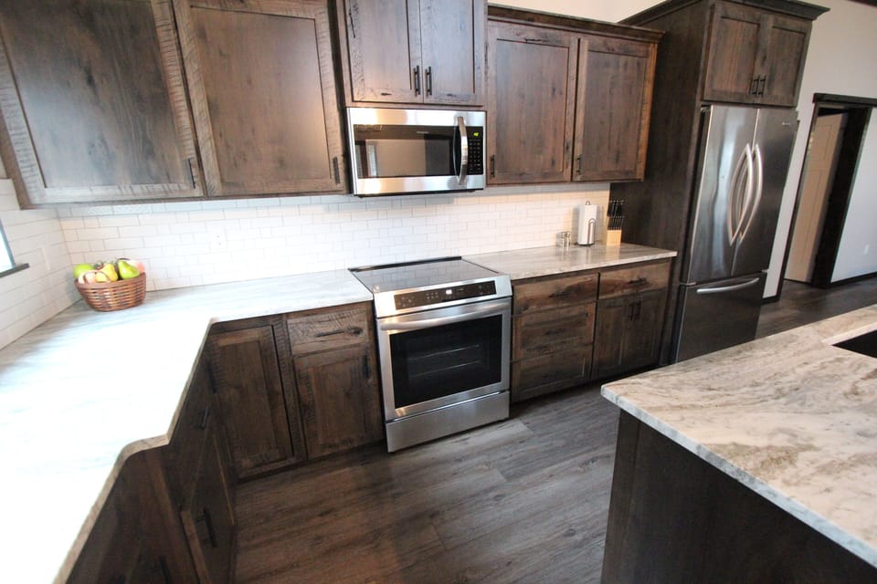 Induction stove and french door fridge.