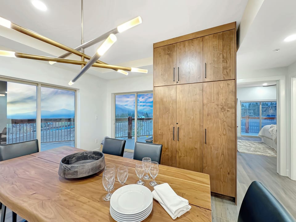 The dining table offers seating for 10...