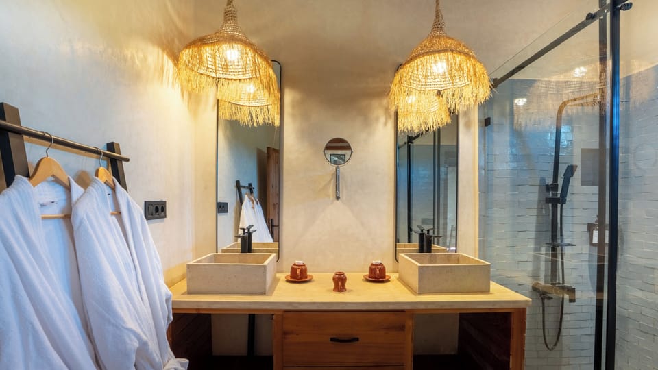 Deluxe Suite | Bathroom | Shower, towels, soap, shampoo
