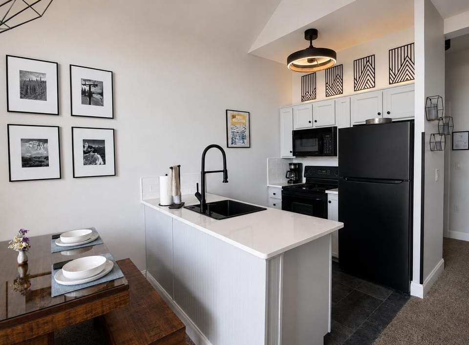 The beautifully updated kitchen has everything you need to prepare a quick bite, a full meal, or anything in between.  The kitchen also includes both a Keurig coffee maker (not shown) and a traditional drip coffee maker.