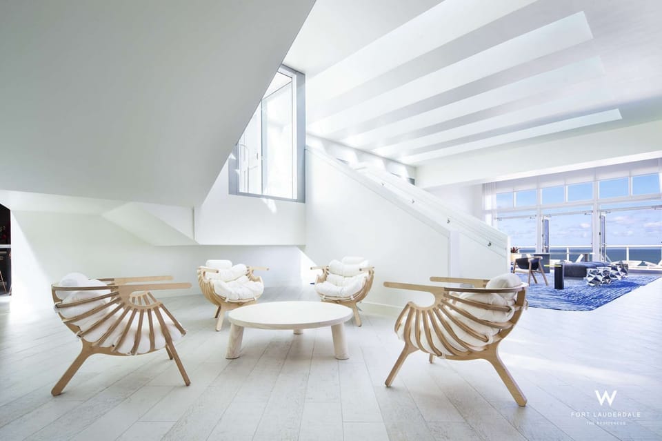 Modern seating, bright ambiance.