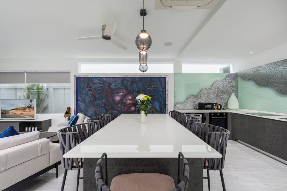 Luxury Villa, Pool View | Living area | 55-inch Smart TV with cable channels