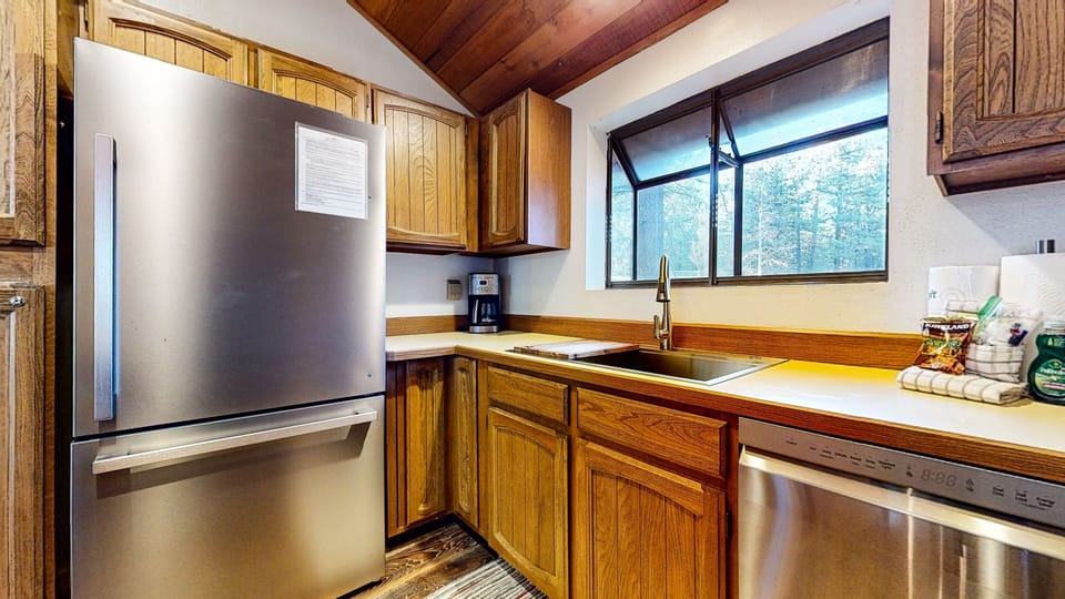 Indoors, Refrigerator, Sink, Hardwood, Stained Wood