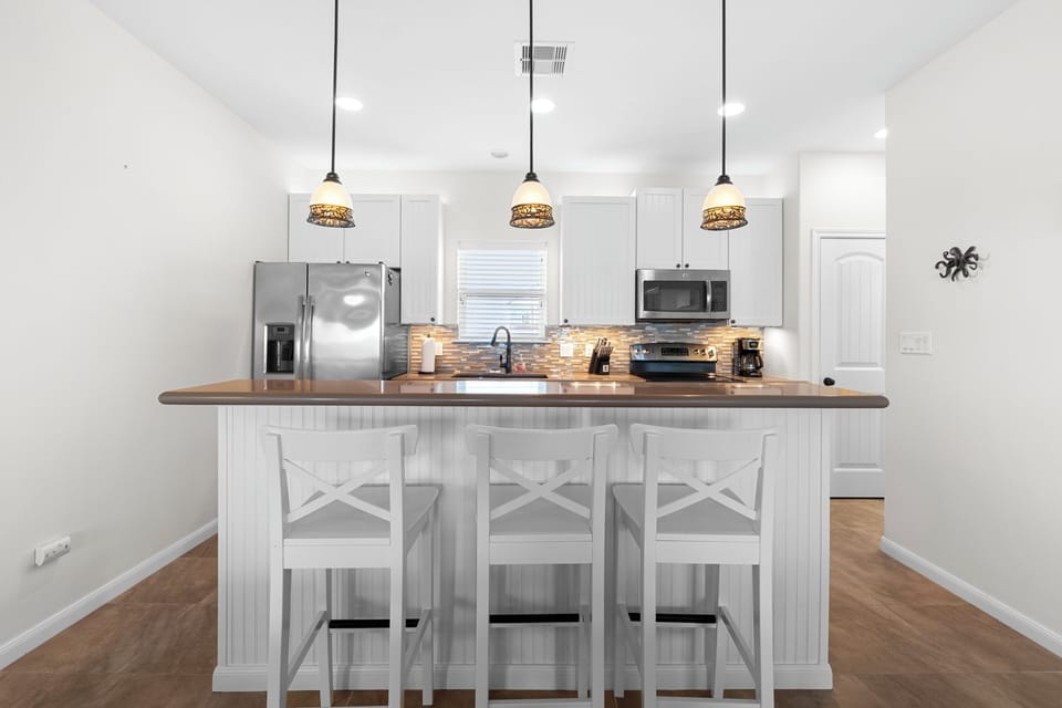 Bar seating for entertaining or enjoying local seafood!