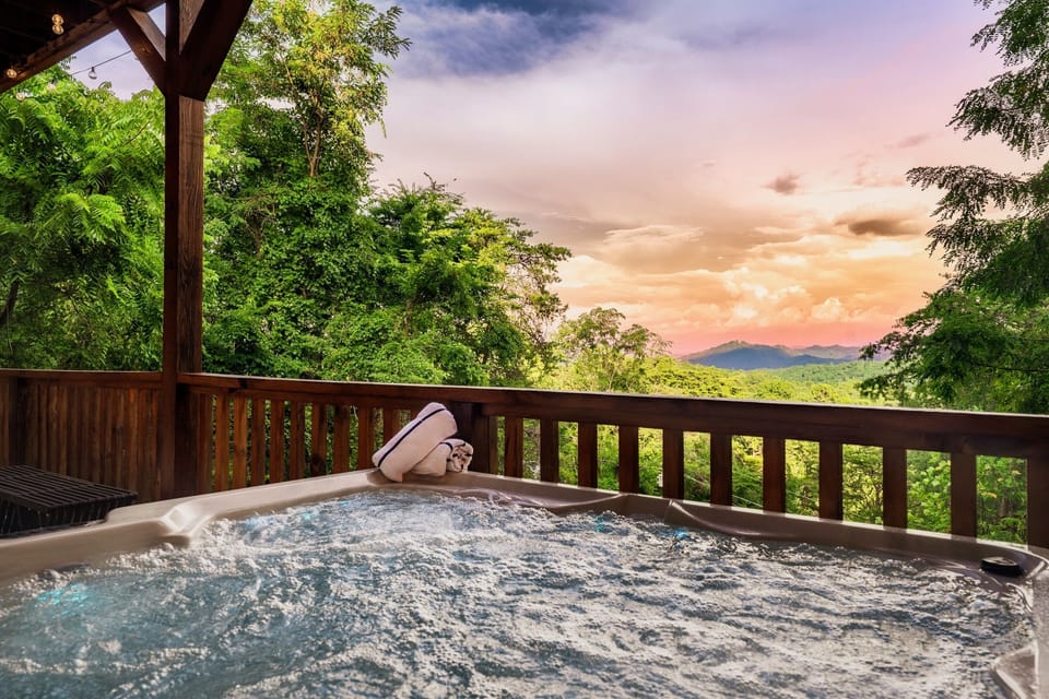 Soak in the warm bubbles of our private hot tub while gazing at long-range mountain views. This is mountain living at its finest.
