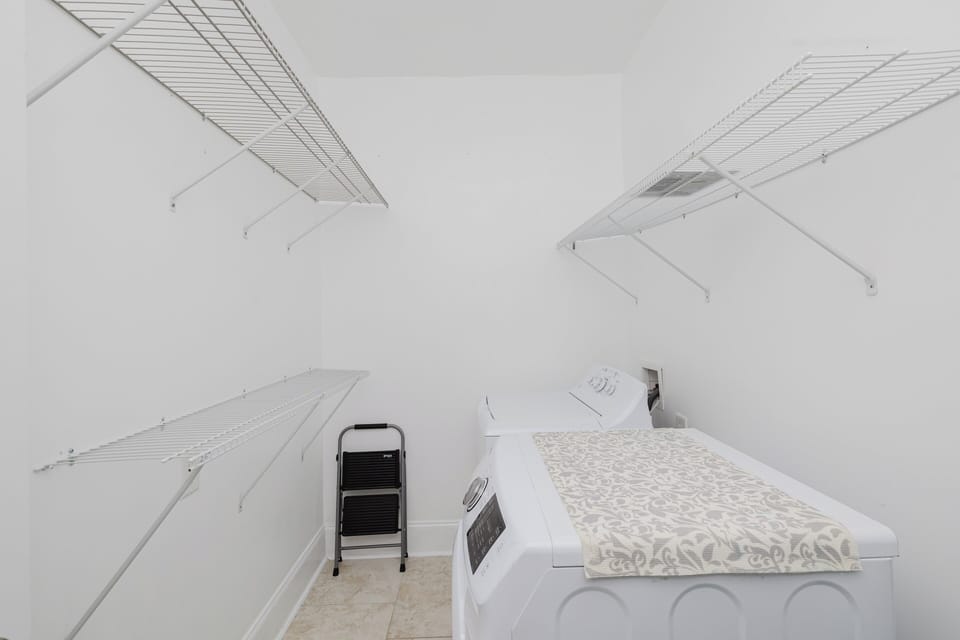 In-home washer and dryer provide added convenience for longer stays and beach vacations.
