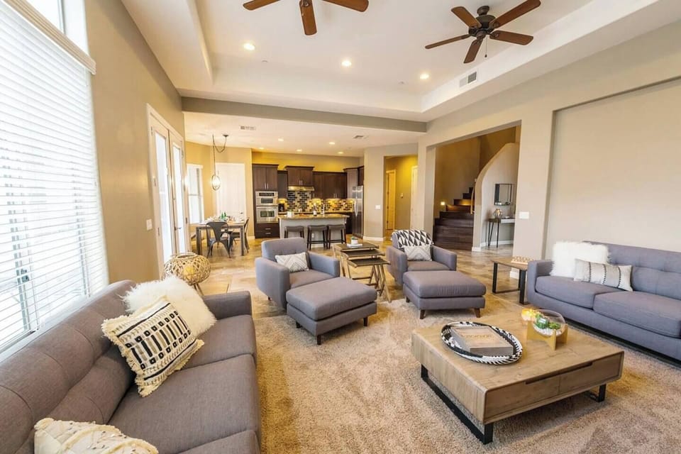 Spacious living room with a Smart TV and fun, family-friendly games for everyone to enjoy.