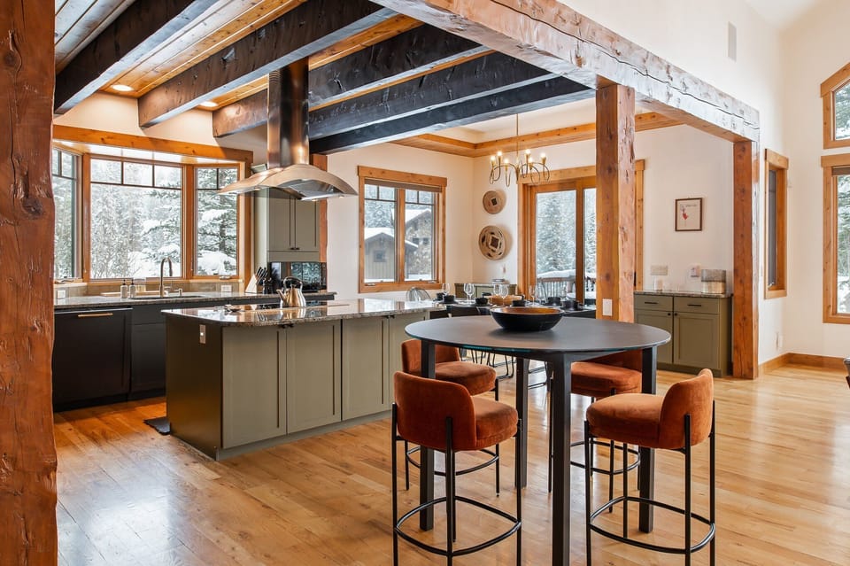 Kitchen Area With Custom Beams