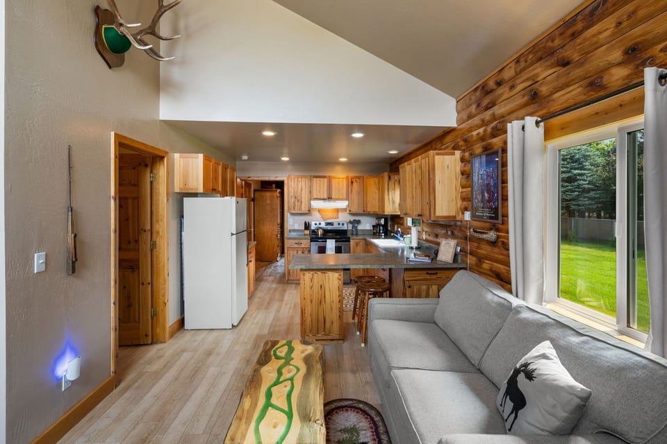 View of living area and kitchen