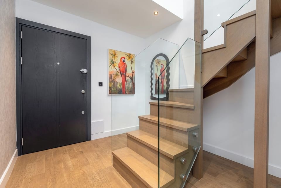 Entrance with large mirror