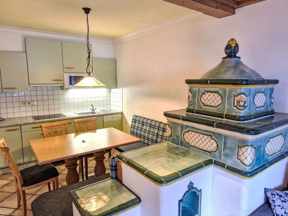 Interior Design, Flooring, Ceiling, Kitchen, Floor, Countertop, Furniture, Room, Cabinetry, Light Fixture