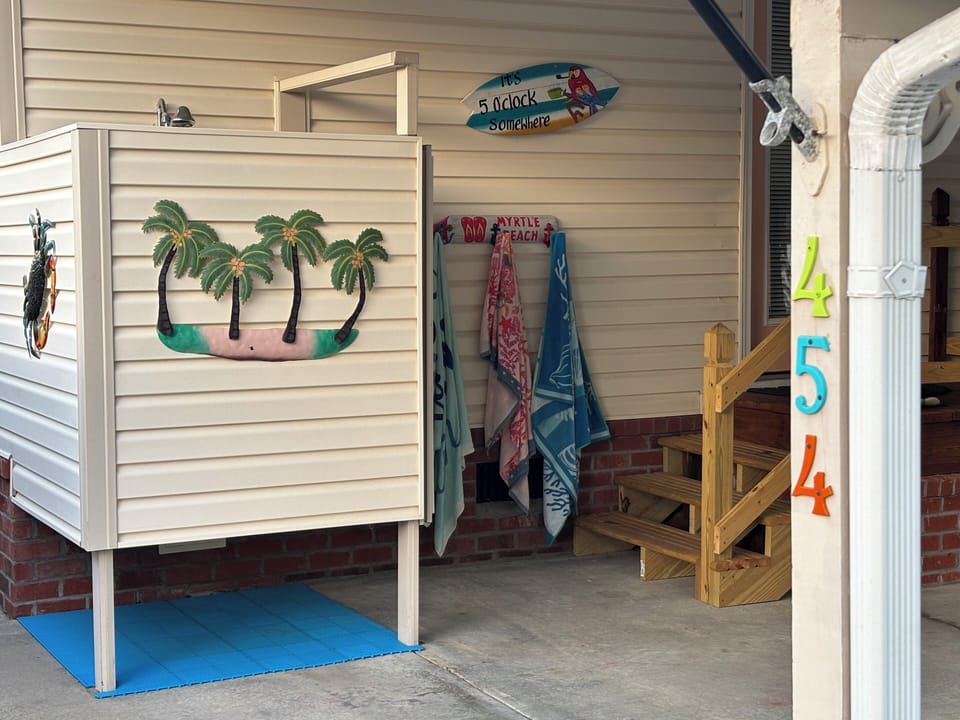 Beach towel rack at the door!