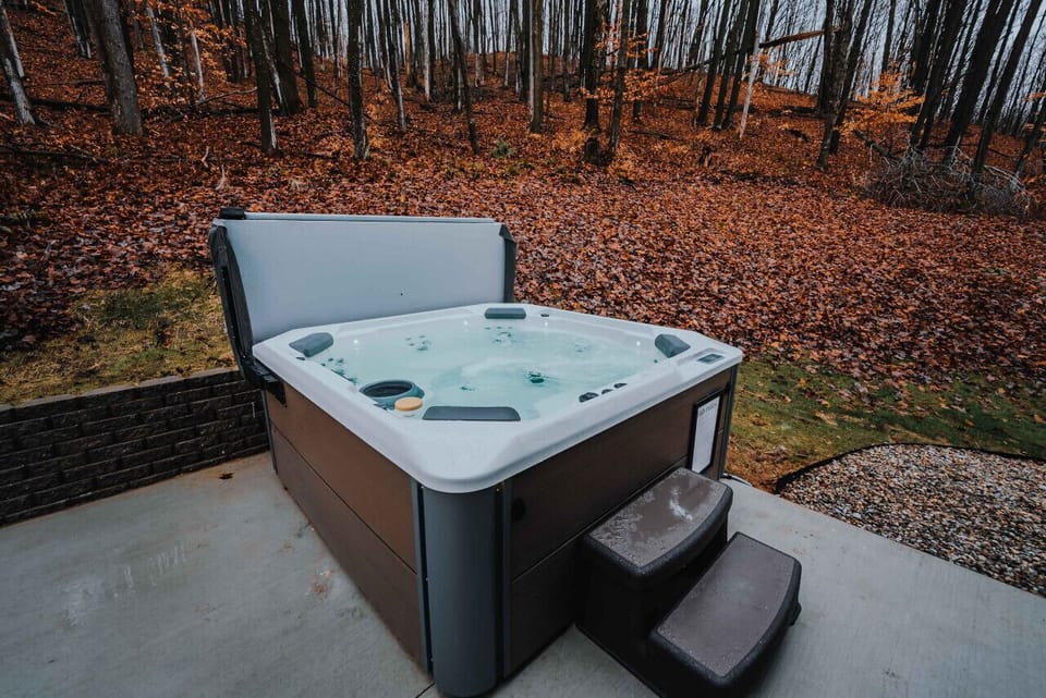 the luxury 7 person hot tub in the fall.