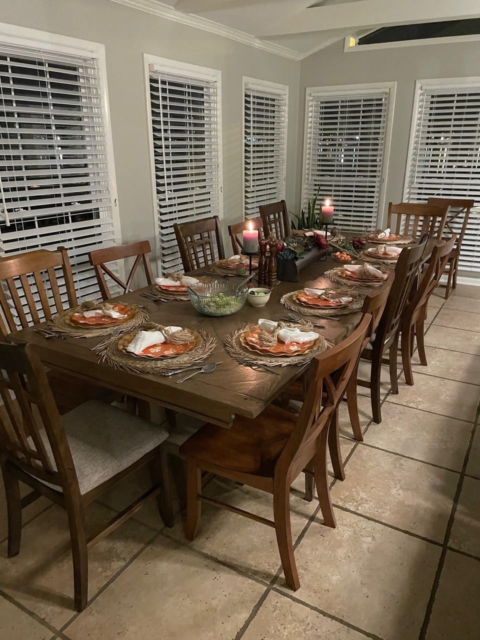 Dining area in sunroom seats 12