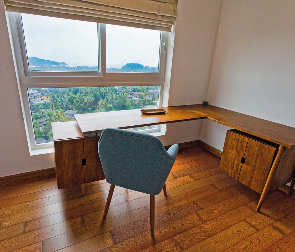 Work space available for the business traveller. 