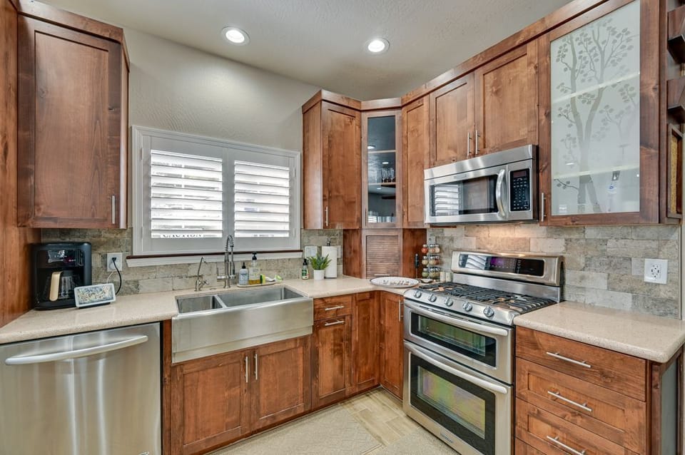 Kitchen with Gas Stove and Drip Coffee