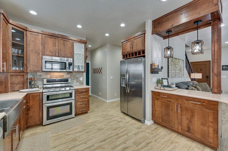 Kitchen with Gas Stove and Drip Coffee