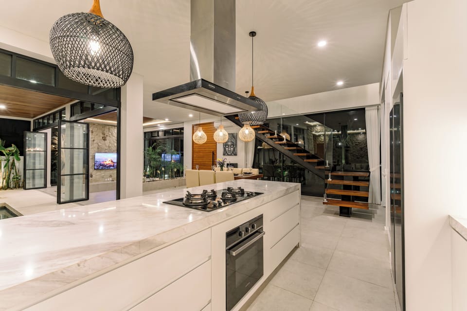 Luxury Villa, Ocean View | Private kitchen | Fridge, microwave, oven, stovetop